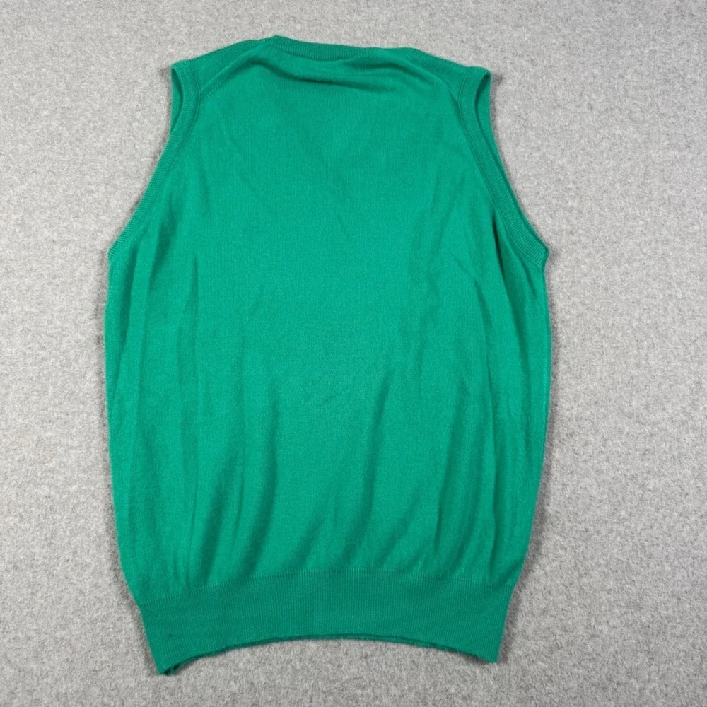 Pickering Vintage 70s Preppy Green V-Neck Sweater Vest Country Club Crest L USA